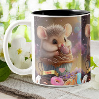 Cute Mouse in a cup sweet treats Personalised Mug