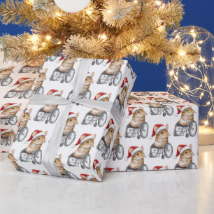Cute Mouse in a Wheelchair Inclusive Christmas  Wrapping Paper