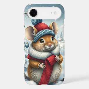 Cute Mouse in Preppy Winter Attire and Hat