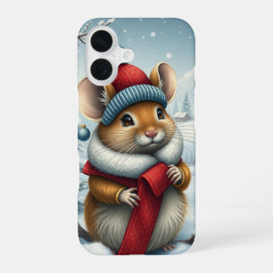 Cute Mouse in Preppy Winter Attire and Hat iPhone 16 Case
