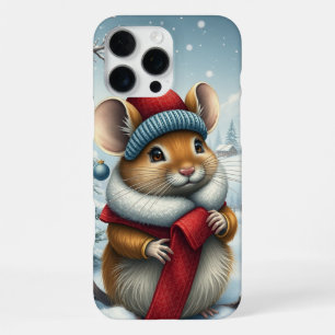 Cute Mouse in Preppy Winter Attire and Hat iPhone 16 Pro Max Case