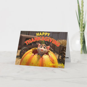 Cute Mouse in Pumpkin – Happy Thanksgiving Farm Holiday Card