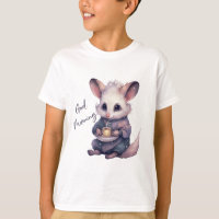 Cute mouse in pyjamas with coffee. Rat and coffee