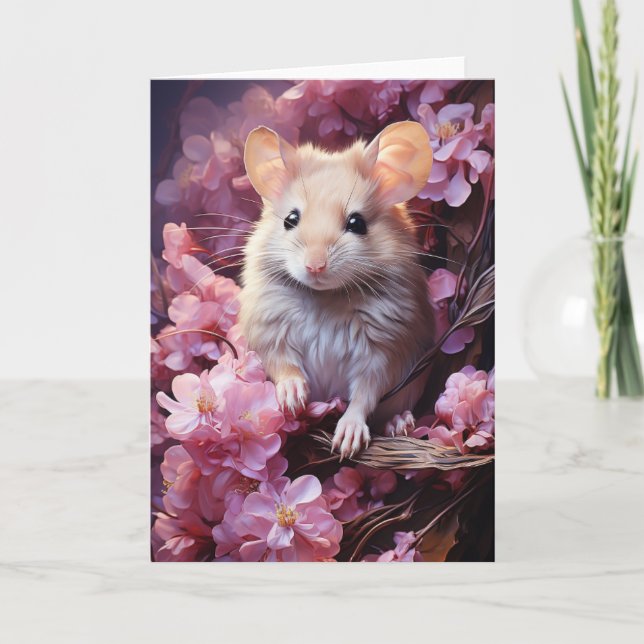 Cute Mouse in the Flowers All Occasions  Card (Front)