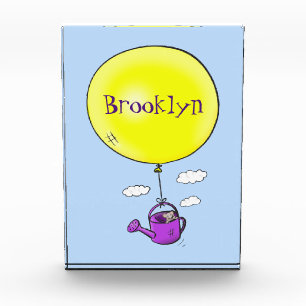 Cute mouse in watering can with balloon cartoon photo block