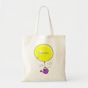 Cute mouse in watering can with balloon cartoon tote bag