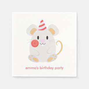 Cute Mouse Kids Birthday Napkin