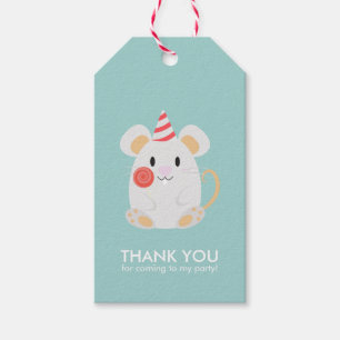 Cute Mouse Kids Birthday Party Gift Tags
