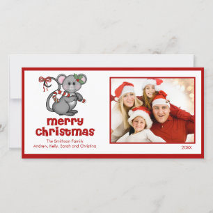 CUTE Mouse Merry Christmas Family Photo Card