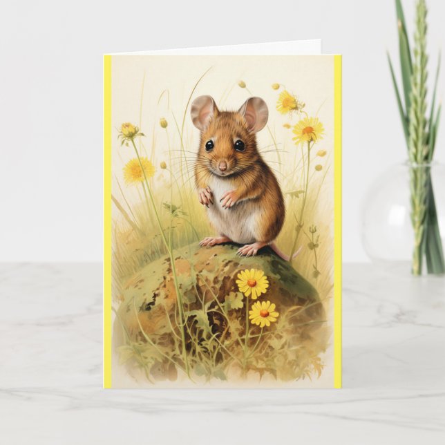 Cute Mouse Missing You Greeting Card (Front)