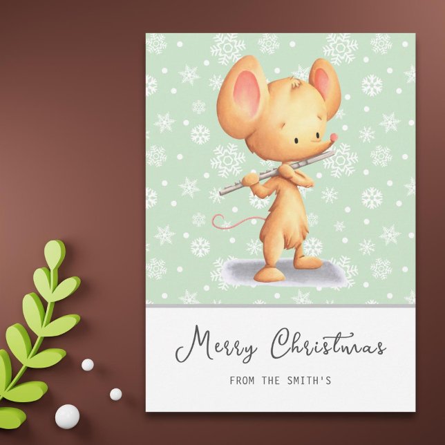 Cute Mouse Musician Merry Christmas  Holiday Card (Creator Uploaded)