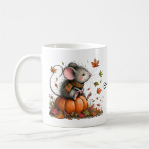 Cute Mouse on a Pumpkin Autumn Aesthetic Coffee Mug