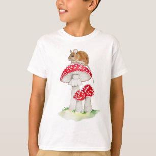 Cute mouse on fly agaric watercolor T-Shirt