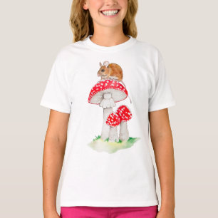 Cute mouse on fly agaric watercolor T-Shirt