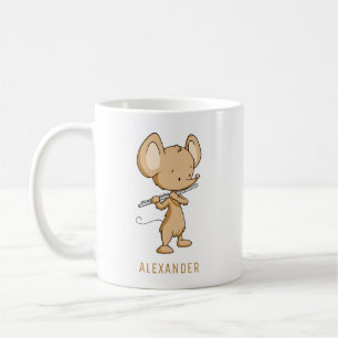 Cute Mouse Playing Flute Personalised Coffee Mug