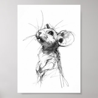 Cute Mouse Portrait Poster