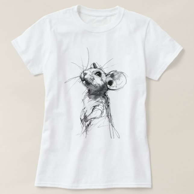 Cute Mouse Portrait  T-Shirt (Design Front)