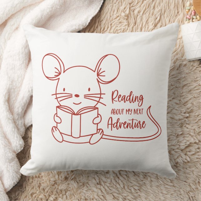 Cute Mouse Reading a Book Cushion (Blanket)