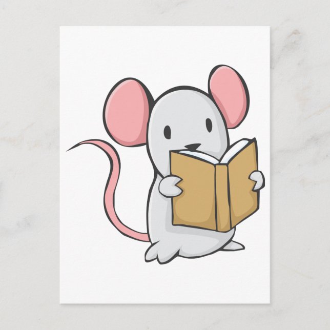 Cute Mouse Reading Book Postcard (Front)