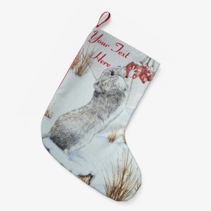 Cute mouse red berries snow scene wildlife design small christmas stocking