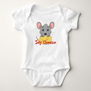 Cute Mouse Say Cheese Baby Bodysuit