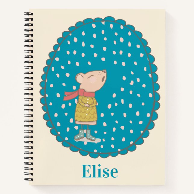 Cute Mouse Singing Christmas Carols Personalised Notebook (Front)
