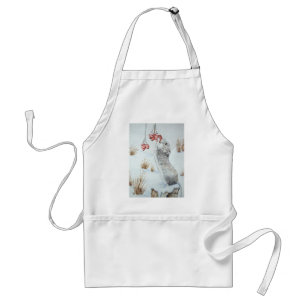 cute mouse snow scene wildlife at christmas standard apron