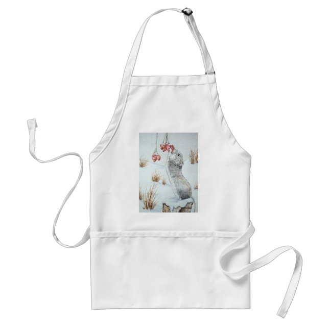 cute mouse snow scene wildlife at christmas standard apron (Front)