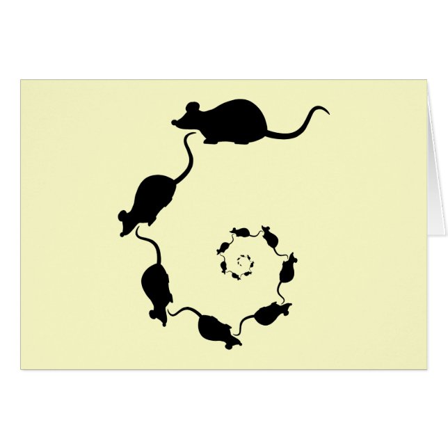 Cute Mouse Spiral. Black Mice on Cream. (Front Horizontal)