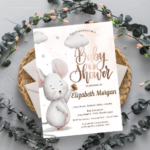 Cute Mouse Striped Baby Shower Invitation