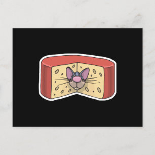 cute mouse stuck in cheese postcard