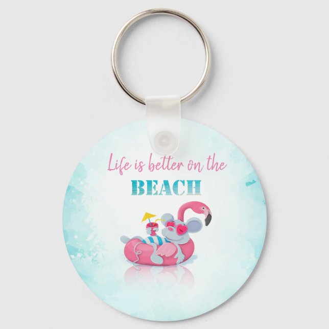 Cute Mouse  Stylish Beach   Key Ring (Front)