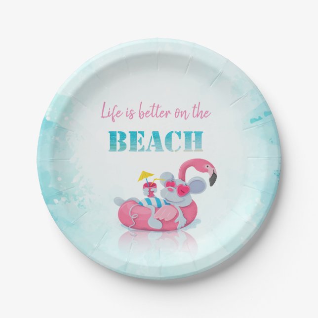 Cute Mouse  Stylish Beach   Paper Plate (Front)