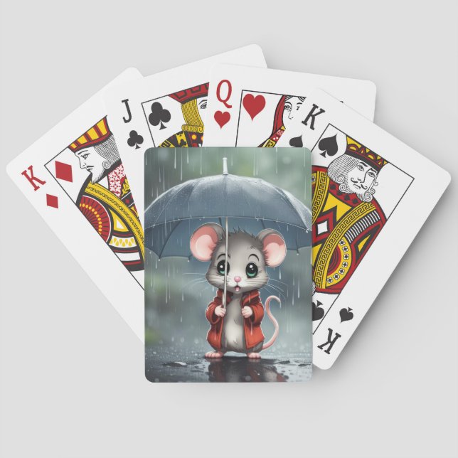 Cute Mouse Under an Umbrella Playing Cards (Back)