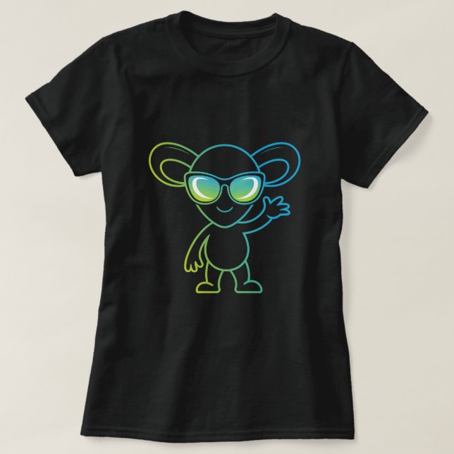 Cute Mouse Wearing Sunglasses T-Shirt Design, Neon (Design Front)