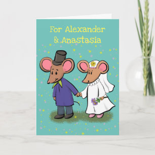 Cute mouse wedding cartoon illustration card
