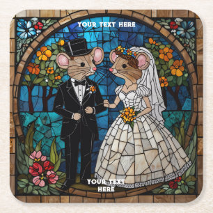 Cute Mouse Wedding Couple coasters