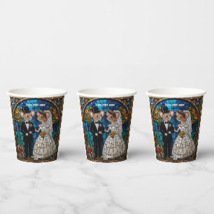 Cute Mouse Wedding Couple coasters Paper Cups