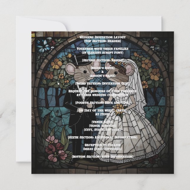 Cute Mouse Wedding Couple  Invitation (Front)