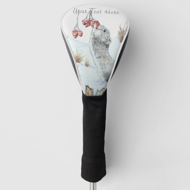 cute mouse winter wildlife snow scene golf head cover (Front)