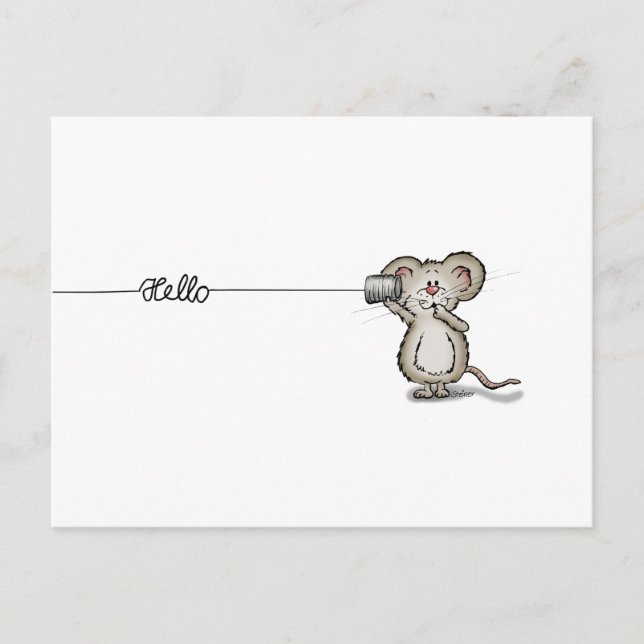 Cute Mouse with a can phone by Send2Smiles Postcard (Front)
