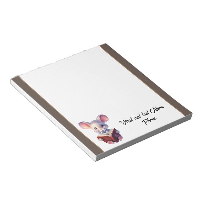 Cute Mouse with book Notepad (Angled)