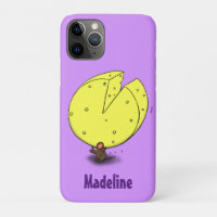 Cute mouse with cheese cartoon illustration