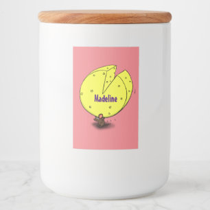 Cute mouse with cheese cartoon illustration food label
