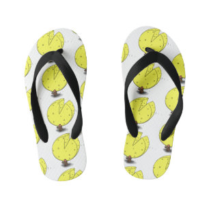 Cute mouse with cheese cartoon illustration kid's flip flops