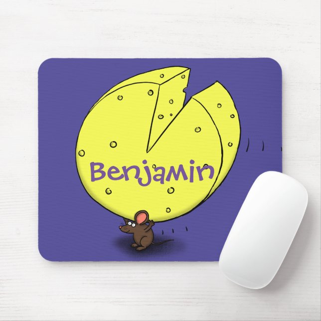 Cute mouse with cheese cartoon illustration mat (With Mouse)