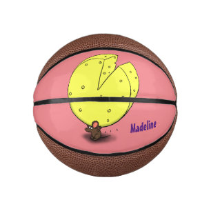 Cute mouse with cheese cartoon illustration mini basketball