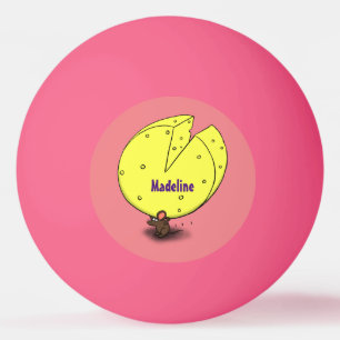 Cute mouse with cheese cartoon illustration ping pong ball