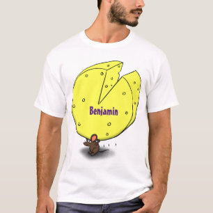 Cute mouse with cheese cartoon illustration T-Shirt