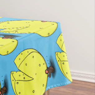 Cute mouse with cheese cartoon illustration tablecloth